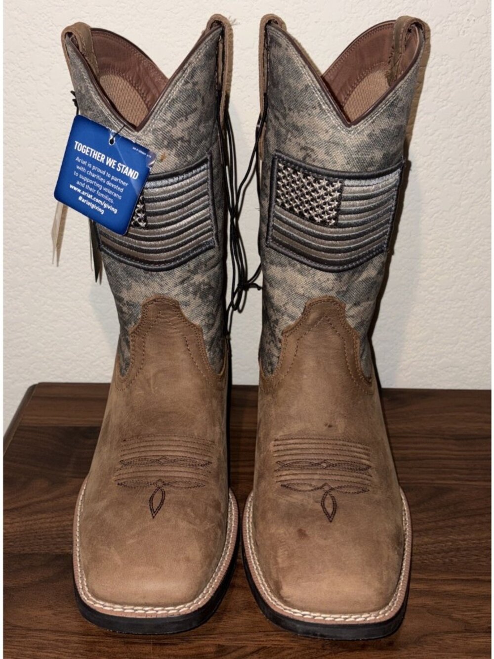 Ariat Sport Patriot Western Camo Flag Boots 10023359 Brown Leather Men 9.5 D New